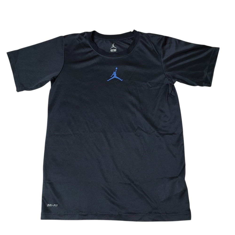 Nike Jordan Jumpman Shirt Youth Boys Sz L 12-13 Year Black Dri-Fit Sheen
